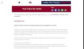 
							         THEATRE NEWS - London Pub Theatres								  
							    
