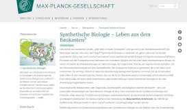 
							         Themenportal Synthetische Biologie | Max-Planck-Gesellschaft								  
							    