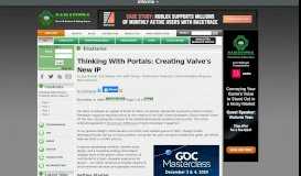 
							         Thinking With Portals: Creating Valve's New IP - Gamasutra								  
							    