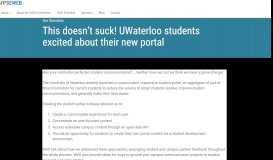 
							         This doesn't suck! UWaterloo students excited about their new portal ...								  
							    