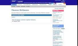 
							         Thomas Hellmann | VOX, CEPR Policy Portal								  
							    