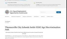 
							         Thomasville City Schools Settle EEOC Age Discrimination Suit								  
							    