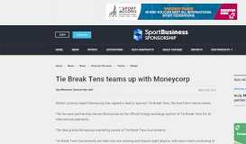 
							         Tie Break Tens teams up with Moneycorp | SportBusiness Sponsorship								  
							    