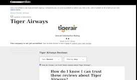 
							         Tiger Airways | Reviews • Complaints • Ratings | ConsumerAffairs								  
							    