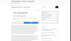 
							         tigerishome.com - Tiger Login - Rewards and Survey								  
							    