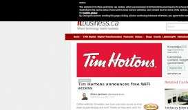 
							         Tim Hortons announces free WiFi access | IT Business								  
							    