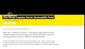
							         Time Warner Launches Carrier Serviceability Portal - Telecompetitor								  
							    