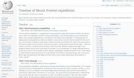 
							         Timeline of Mount Everest expeditions - Wikipedia								  
							    
