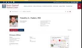 
							         Timothy C. Paden MD | Physician Directory								  
							    