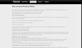 
							         Tiny Invoice Privacy Policy - Appxy								  
							    