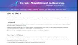 
							         Tips for Plab 1 | Journal of Medical Research and Innovation								  
							    