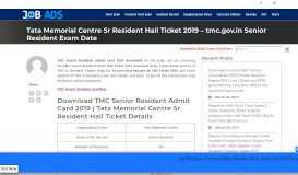
							         TMC Senior Resident Admit Card 2019 - TMC Sr Resident Exam Date								  
							    