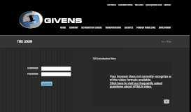 
							         TMS Login - Givens Inc								  
							    