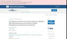 
							         [To reduce excessive costs of incontinence: HILMAS ... - NCBI								  
							    