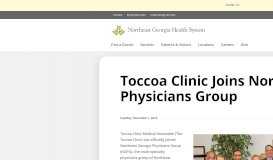 
							         Toccoa Clinic Joins Northeast Georgia Physicians Group								  
							    