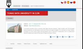 
							         Tomas Bata University in Zlín - Study in the Czech Republic								  
							    
