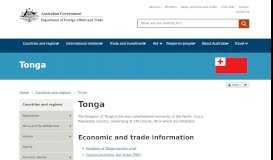 
							         Tonga - Department of Foreign Affairs and Trade								  
							    