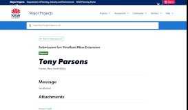 
							         Tony Parsons | Major Projects - Department of ... - NSW Planning Portal								  
							    