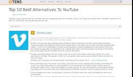
							         Top 10 Best Alternatives To YouTube - TheTopTens®								  
							    