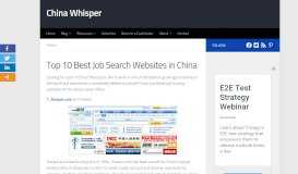 
							         Top 10 Best Job Search Websites in China - China Whisper								  
							    