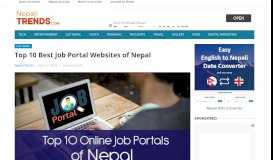 
							         Top 10 Best | Online Job Portal Websites of Nepal 2018 - Nepali Trends								  
							    