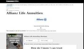 
							         Top 128 Reviews and Complaints about Allianz Life Annuities								  
							    