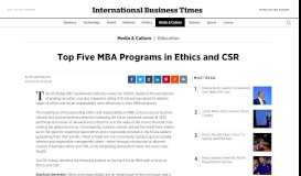 
							         Top Five MBA Programs in Ethics and CSR								  
							    