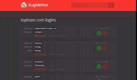 
							         toptoon.com passwords - BugMeNot								  
							    