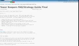 
							         Tower Keepers FAQ/Strategy Guide Final - randomd000d ...								  
							    