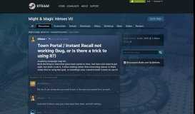 
							         Town Portal / Instant Recall not working (bug, or is there a trick to ...								  
							    