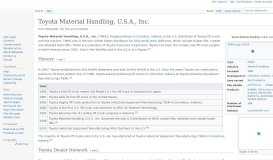 
							         Toyota Material Handling, U.S.A., Inc. - Wikipedia								  
							    