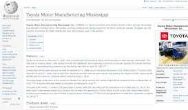 
							         Toyota Motor Manufacturing Mississippi - Wikipedia								  
							    