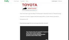 
							         Toyota Motor Manufacturing of Kentucky - Kelly Services								  
							    