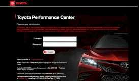 
							         Toyota Performance Center - Login								  
							    