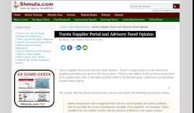
							         Toyota Supplier Portal and Advisory Panel Opinion - Shmula								  
							    