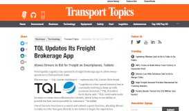 
							         TQL Updates Its Freight Brokerage App | Transport Topics								  
							    
