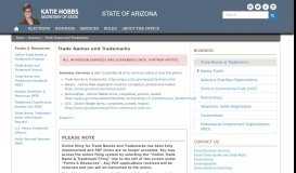
							         Trade Names and Trademarks | Arizona Secretary of State								  
							    