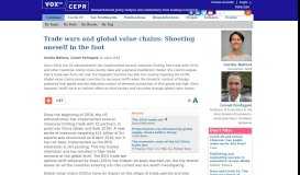 
							         Trade wars and global value chains | VOX, CEPR Policy Portal - VoxEU								  
							    