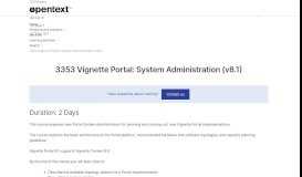 
							         Training 3353 Vignette Portal: System Administration (v8.1) | OpenText								  
							    