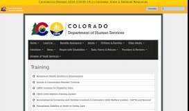 
							         Training | Department of Human Services - Colorado.gov								  
							    
