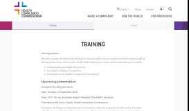 
							         Training | Health Complaints Commissioner								  
							    