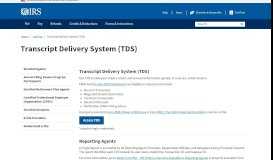 
							         Transcript Delivery System (TDS) | Internal Revenue Service								  
							    