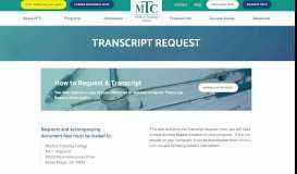 
							         Transcript Request | Medical Training College								  
							    