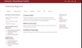 
							         Transcripts | Office of the University Registrar - UMass Amherst								  
							    