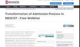 
							         Transformation of Admission Process in NESCOT - Free Webinar								  
							    