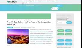 
							         TransPerfect Bolts on Mobile App and Gaming Localizer Applanga ...								  
							    
