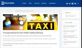 
							         Transportation-for-Hire Public Safety Advisory - Dallas City News								  
							    