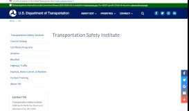 
							         Transportation Safety Institute | US Department of Transportation								  
							    