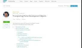 
							         Transporting Portal Development Objects | SAP Blogs								  
							    