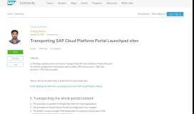 
							         Transporting SAP Cloud Platform Portal Launchpad sites | SAP Blogs								  
							    